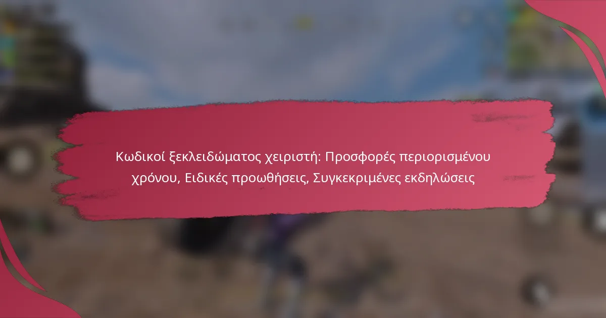 Κωδικοί ξεκλειδώματος χειριστή: Προσφορές περιορισμένου χρόνου, Ειδικές προωθήσεις, Συγκεκριμένες εκδηλώσεις