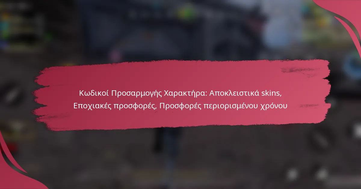 Κωδικοί Προσαρμογής Χαρακτήρα: Αποκλειστικά skins, Εποχιακές προσφορές, Προσφορές περιορισμένου χρόνου